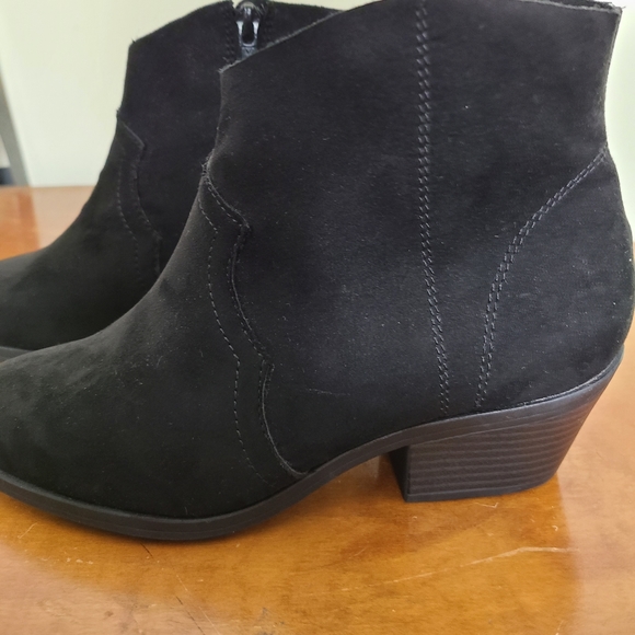 Black Faux Suede Ankle Boot - Picture 4 of 8